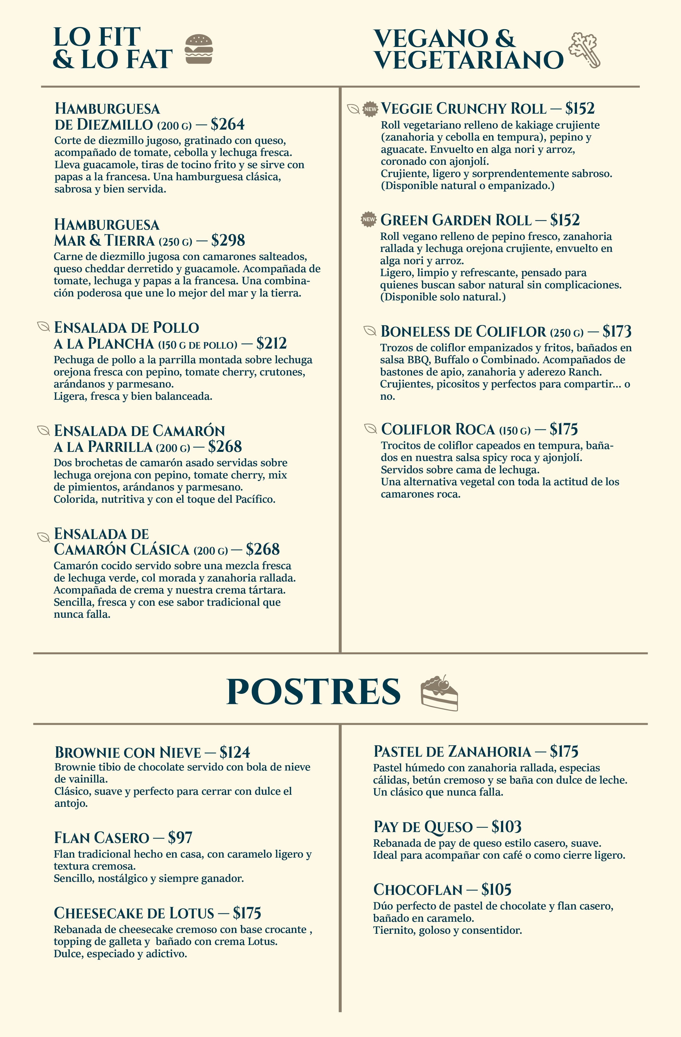 Menú Mariscos El Rey