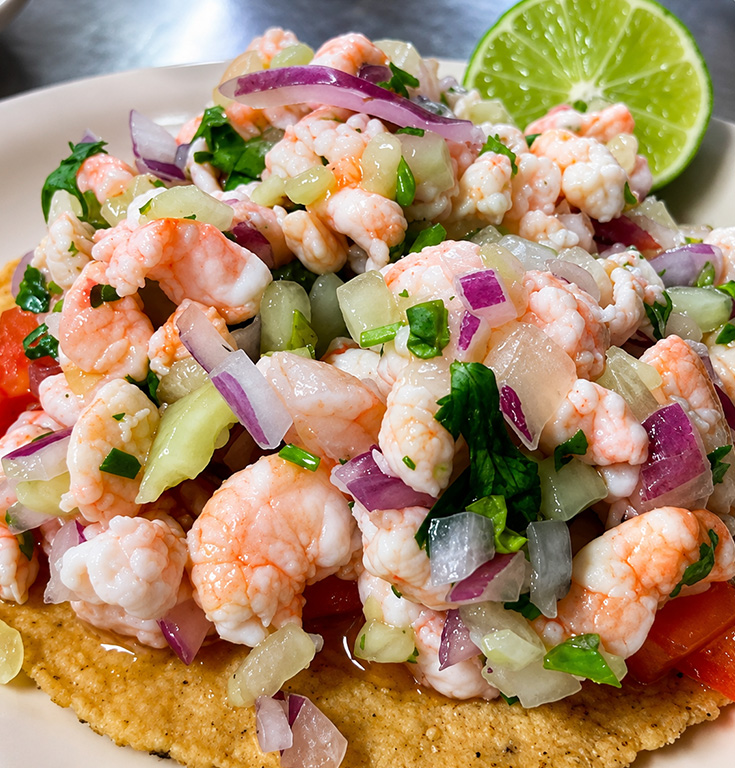 Tostada Ceviche de Camarón