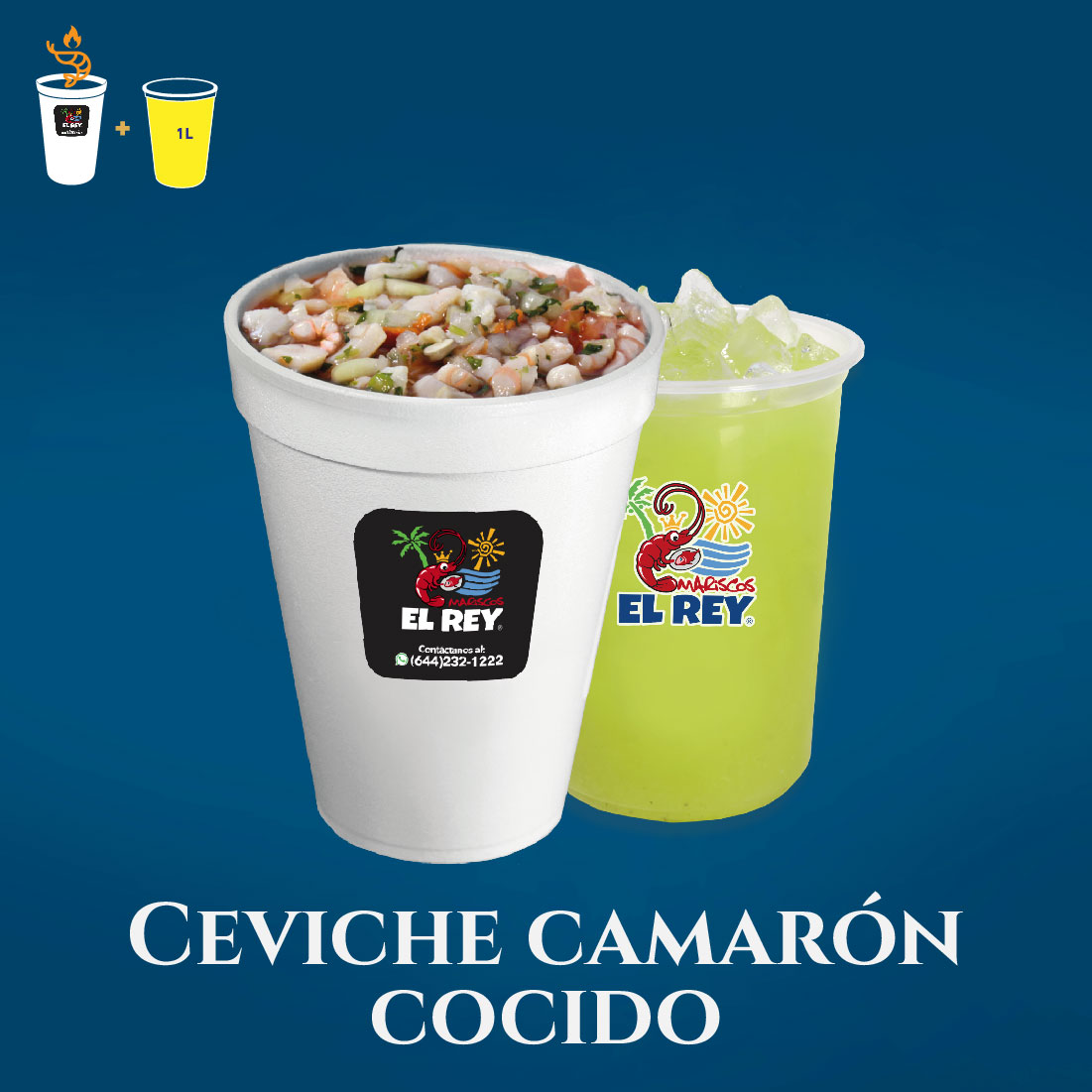 Un Litro de Ceviche de Camarón Cocido