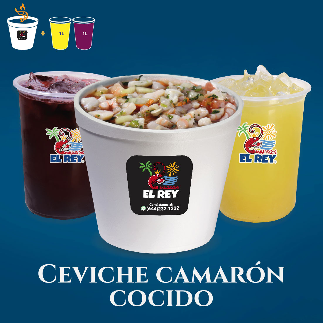 Una Cubeta de Ceviche de Camarón Cocido